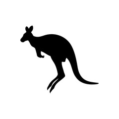 Kangaroo jumping silhouette vector flat illustration design.