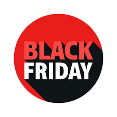 Bold black friday sale announcement with red and black circle design