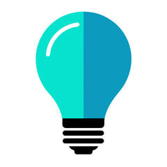 Obraz premium Modern flat design light bulb icon with blue and teal colors