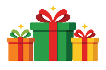 three christmas gift on white background