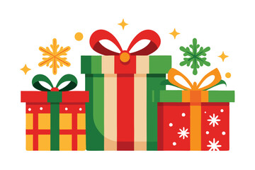 three christmas gift on white background