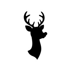 Naklejka premium Rudolph reindeer head silhouette vector flat illustration design.