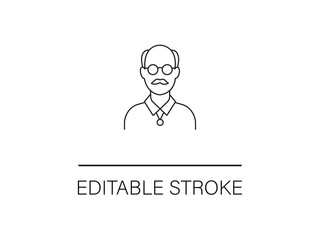 Simple line art of a man with glasses and a mustache, perfect for representing professors, academics, or characters in vintage styles.