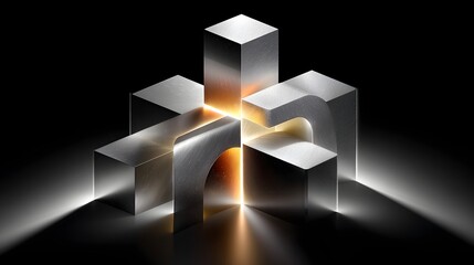 Futuristic metallic cubes with glowing light effects high resolution photo