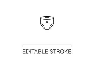 Minimalist diaper icon with editable stroke for baby care designs and parenting resources in modern style for web and print projects.