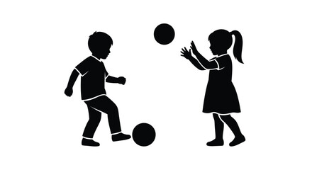 Fototapeta premium Kids playing with balls silhouette vector graphic illustration editable vector