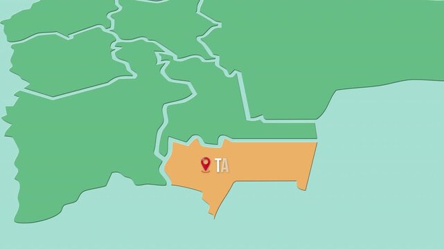 Mapa de Bolivia con divisi&oacute;n pol&iacute;tica resaltando el Departamento Tarija