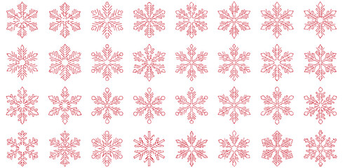 Snowflake Icons Collection, winter cold season ice crystal decorative pattern set featuring detailed frosty shapes for holiday Christmas design elements weather illustration and festive artwork