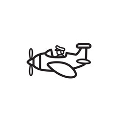 Simple cartoon drawing of a pilot flying an airplane
