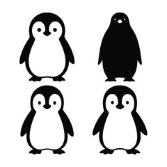 Fototapeta premium Penguin silhouette vector set