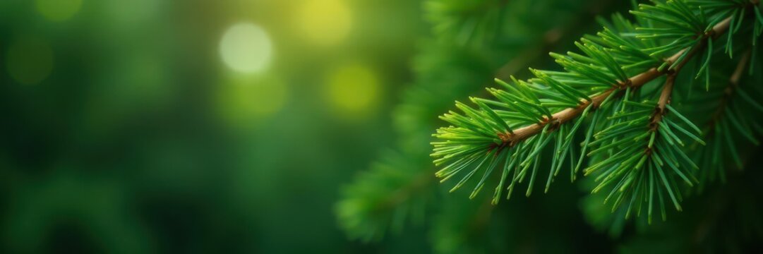 Dense cluster of pine branches, needles sharp & green , background, holiday, design - Powered by Adobe