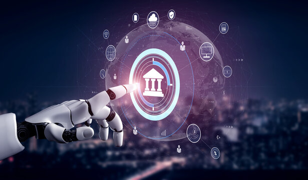 The role of AI in the global FinTech and digital banking network. An AI financial system connected to the worldwide digital economy. Motif