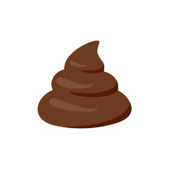 Feces Icon, Simple Poop Brown Color Feces Icon Flat Cartoon. Vector Illustration