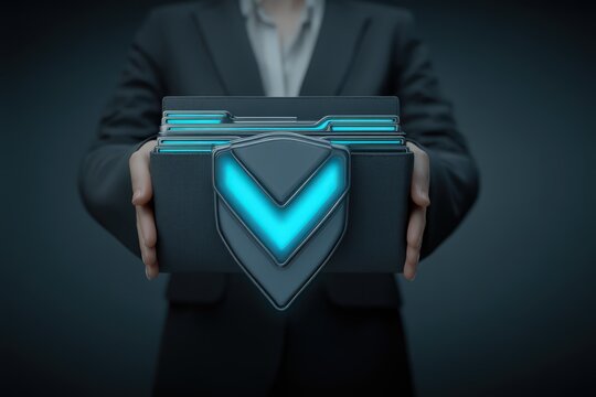 Professional businessperson presenting advanced digital portfolio with illuminated elements for showcasing innovative ideas strategic planning and cutting-edge technology solutions