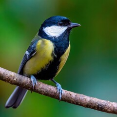 Obraz premium Great tit bird perched in a tranquil forest scene during daylight