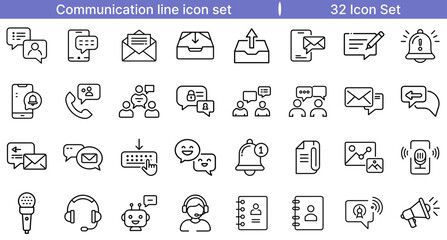 Human Interaction Line Editable Icons set, Communication Line Icon Set for Messaging, Networking, and Connection