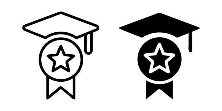 graduation hat icons set, Academic Achievement Icon for Education, Success, and Graduation Design.