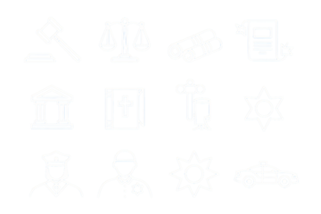 Justice system outline icons representing law enforcement, legal proceedings, and criminal justice reform for advocacy and social justice campaigns