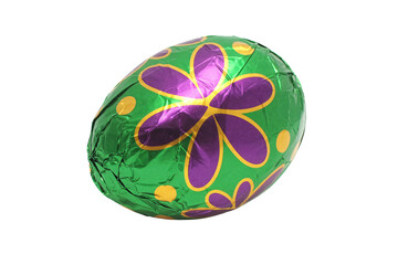 Celebrate Easter with a vibrant green chocolate egg wrapped in colorful foil, perfect for gifting and festive holiday celebrations with family and friends
