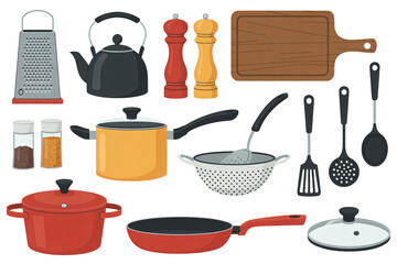 kitchen, vector, icon, food, cooking, set, cup, 