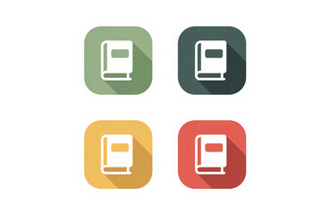 Explore knowledge and learning with these vibrant, modern book icons in four distinct color palettes, perfect for educational projects and digital content.