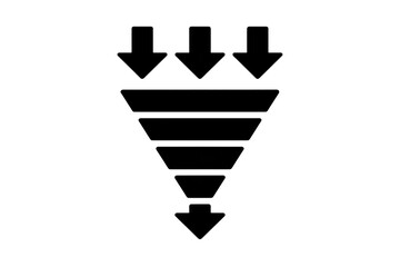 Elegant minimalist funnel icon representing data processing, sales conversion, and business analytics in a clean, modern style