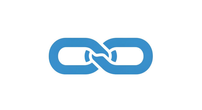 Interlocking blue links on a stark black backdrop symbolize connection and infinity in clean design