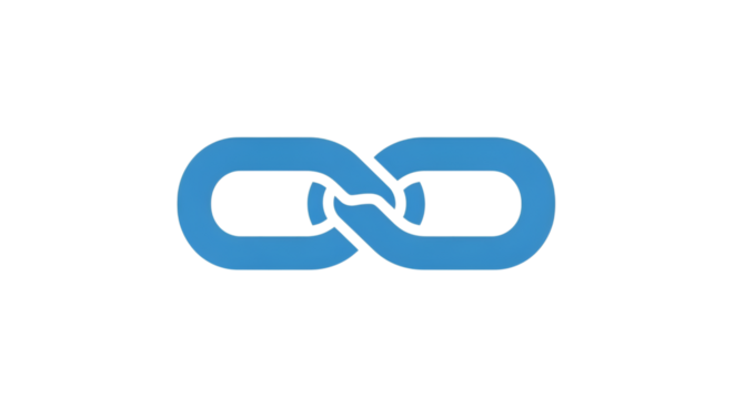 Interlocking blue links on a stark black backdrop symbolize connection and infinity in clean design
