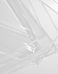 Abstract Glass Reflections Geometric Shapes, Light and Shadows, Modern Design, Transparent Material, Monochrome Art.