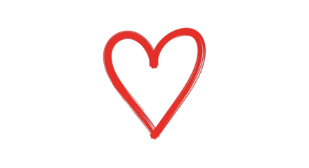 Red heart shape illustration for valentine's day concept on transparent background