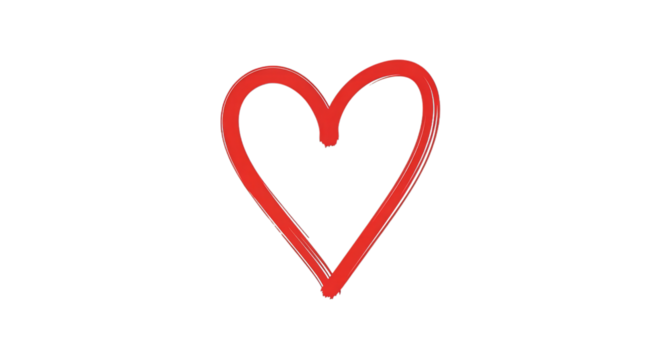 Red heart shape illustration for valentine's day concept on transparent background