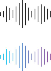 Sound wave icon set. Audio Wave and Music Frequency Symbols. Audio Equalizer and Volume Level Interface. Voice Recording and Live Broadcast Waveform Symbols