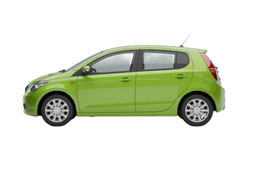 Sleek lime green hatchback car showcasing modern design and efficient urban mobility, perfect for city adventures and daily commutes.