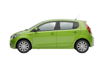 Sleek lime green hatchback car showcasing modern design and efficient urban mobility, perfect for city adventures and daily commutes.