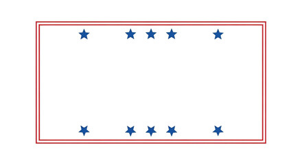 Red frame with blue stars graphic design vector element on transparent background