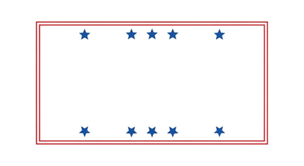 Red frame with blue stars graphic design vector element on transparent background