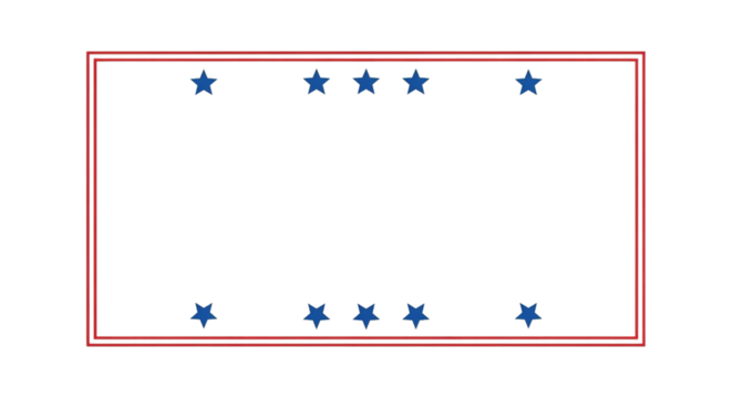 Red frame with blue stars graphic design vector element on transparent background