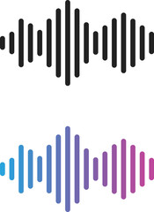 Sound wave icon set. Audio Wave and Music Frequency Symbols. Audio Equalizer and Volume Level Interface. Voice Recording and Live Broadcast Waveform Symbols