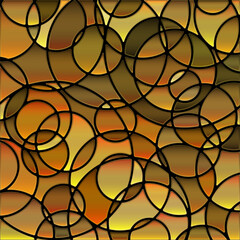 abstract vector stained-glass mosaic background - brown circles