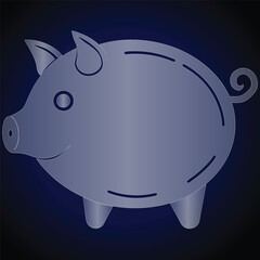 Stylized Blue Piggy Bank Icon With Outline money savings