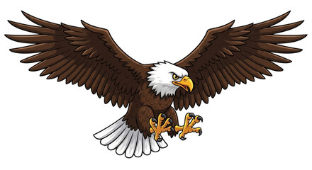 Obraz premium Vector graphic bald eagle illustration with open wings art on transparent background