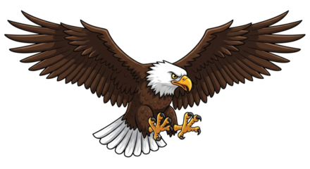 Vector graphic bald eagle illustration with open wings art on transparent background