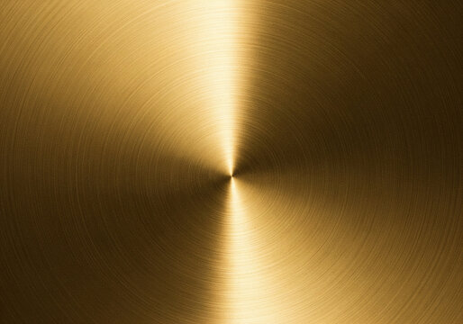 Gold metal texture with circular brushed surface shiny metallic background for industrial design abstract pattern