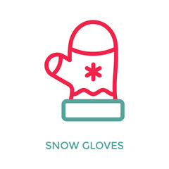 Snow Gloves Icon Outline Color Style. Vector Illustration For Graphic Design