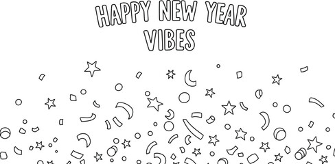 Happy new year vibes with confetti and stars for festive celebration design
