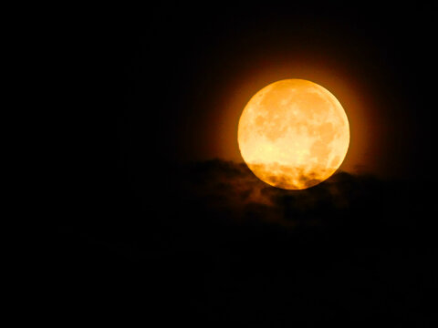 Der Supermond am 05. November 2025 in der Uckermark am Morgen bei Sonnenaufgang