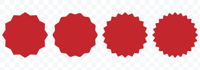 Set of starbursts. Circle Wavy edge icon set element. Set of sale sticker, price tag, starburst, sunburst badges, quality mark, sunburst badges, retro stars. 