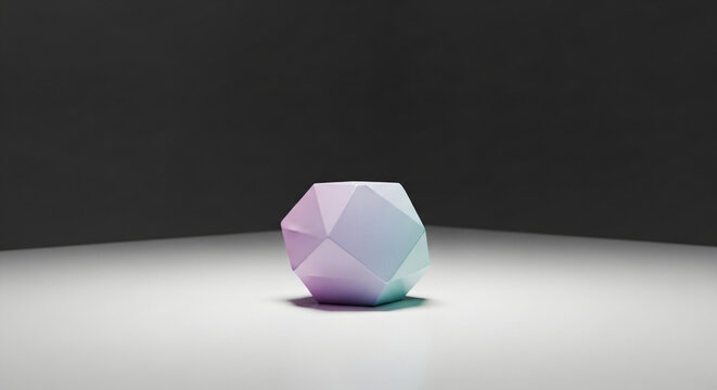 Elegant geometric crystal sculpture with pastel hues, modern minimal design, smooth polished surface, artistic decor piece for stylish interior spaces