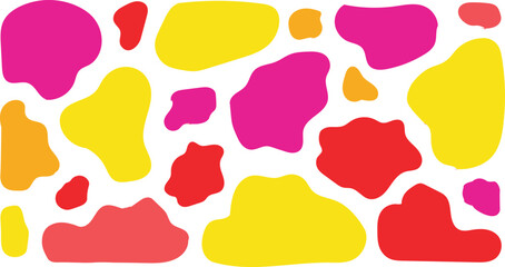 Abstract organic shapes in vibrant pink, yellow, red, and orange