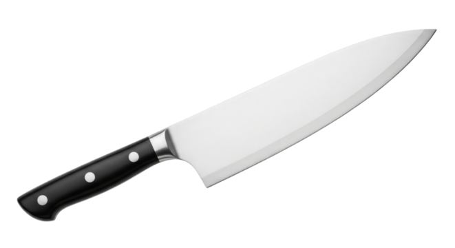 Chef knife professional kitchen cutlery tool for cooking on transparent background